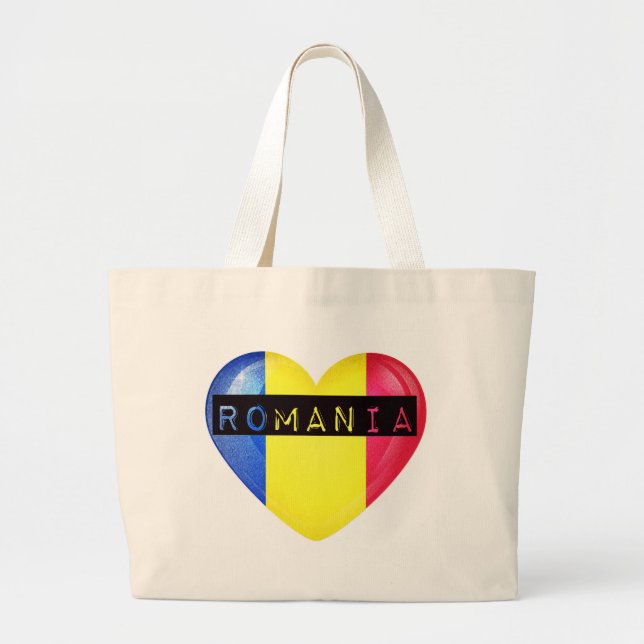Rumänien Flagga Heart Jumbo Tygkasse (Framsidan)
