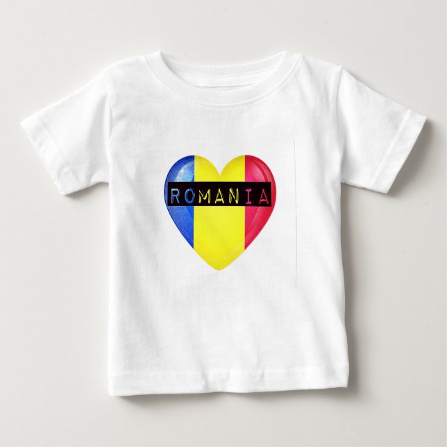 Rumänien Flagga Heart T-shirt (Framsida)