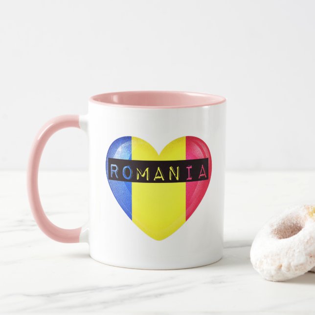 Rumänien Flagga Hjärta Mugg (Med munk)