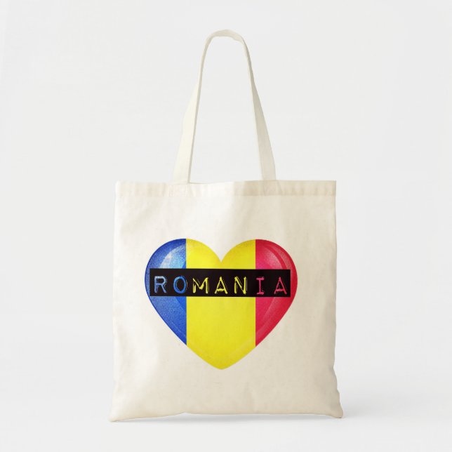 Rumänien Flagga Hjärta Tygkasse (Framsidan)