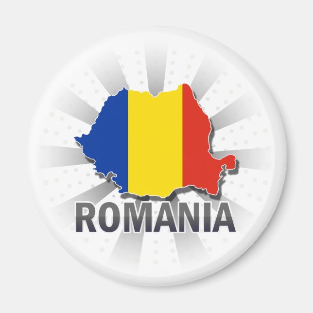 Rumänien Flagga Karta 2.0 Magnet (Framsidan)