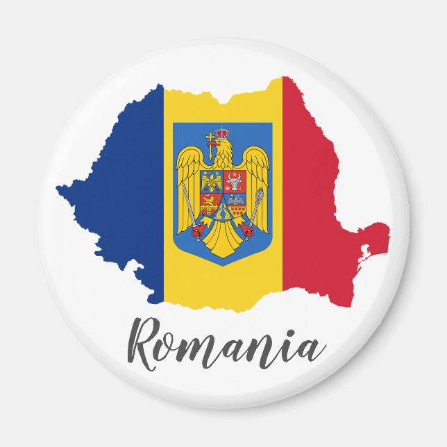 Rumänien Flagga Karta Magnet (Framsidan)