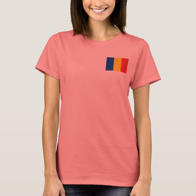 Rumänien Flagga + Karta T-Shirt (Framsida)