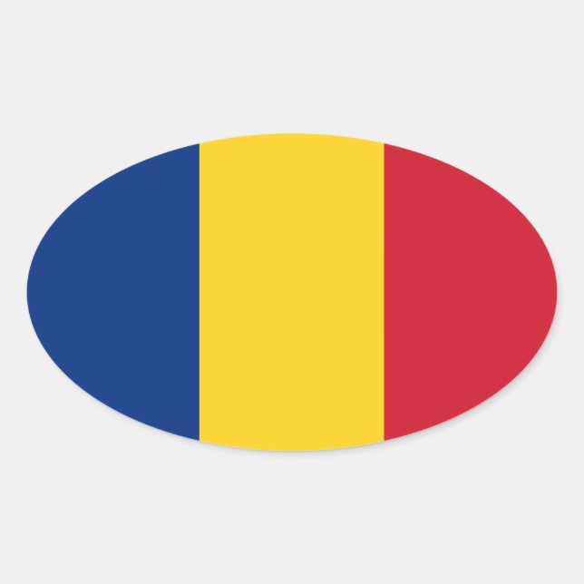 Rumänien Flagga Oval Sticker Ovalt Klistermärke (Framsida)