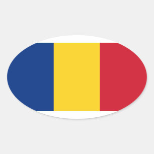 Rumänien Flagga Oval Sticker Ovalt Klistermärke