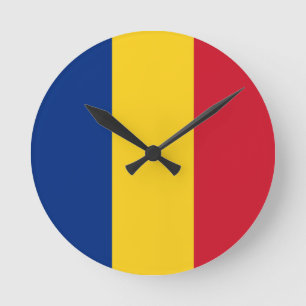 Rumänien Flagga Rund Klocka