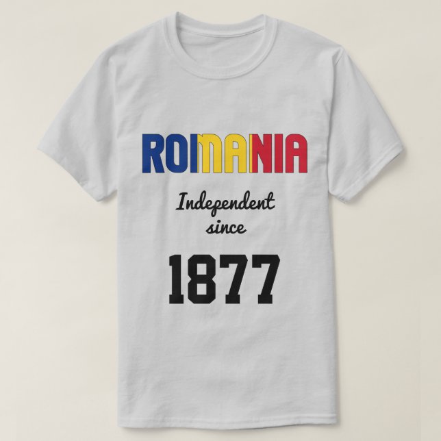 Rumänien Flagga Självständighet Firande T Shirt (Design framsida)