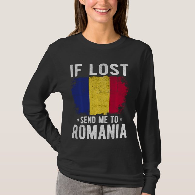 Rumänien Flagga Souvenir - Om borttappad skickar m T Shirt (Framsida)
