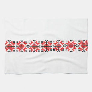 rumänien folketnisk blommigt, geometrisk motif cos kökshandduk