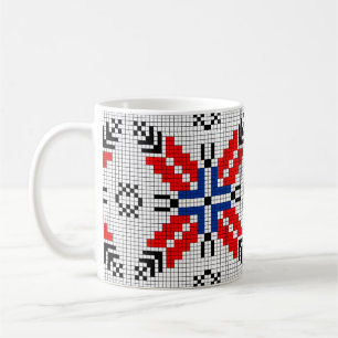rumänien folkmotiv, traditionell etnisk symbol kaffemugg
