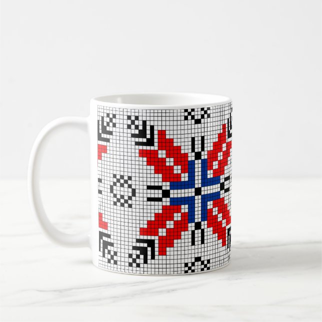 rumänien folkmotiv, traditionell etnisk symbol kaffemugg (Vänster)