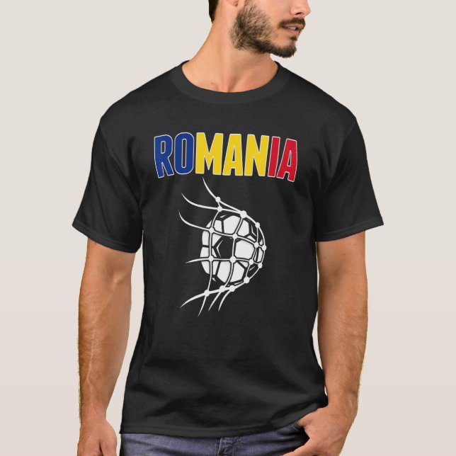 Rumänien - fotbolls-EM i Net Support på rumänska T Shirt (Framsida)
