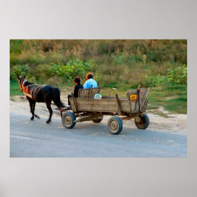 Rumänien, häst och vagn poster (Framsidan)