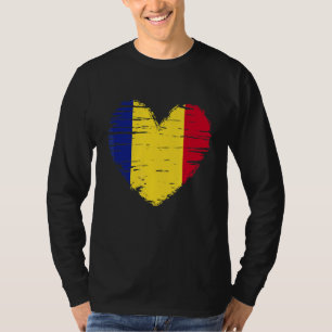 Rumänien Heart Rumänskt Flagga Rumänskt Pride T Shirt
