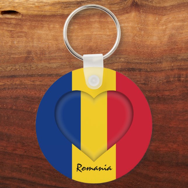 Rumänien & hjärta, Rumänska Flagga mode /sport Nyckelring (Framsida)