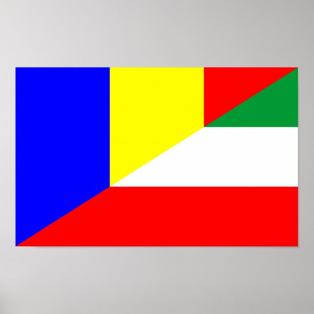 rumänien hungrig flagga-halvsymbol poster (Framsidan)