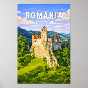 Rumänien Illustration Resa Konst Vintage Poster