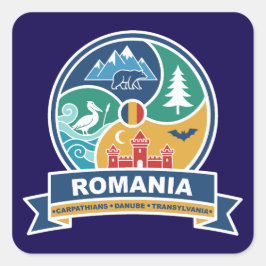 Rumänien Karpaterna Donau Transsylvanien Fyrkantigt Klistermärke