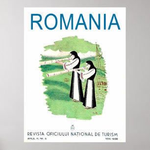 Rumänien, kvinnor med traditionella musikinstrumen poster