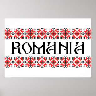 rumänien land symbol namn text folk motif tradit poster
