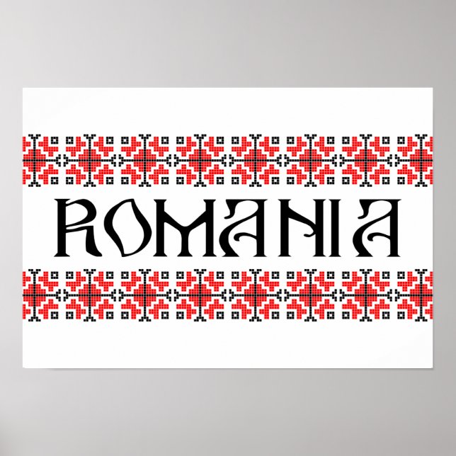 rumänien land symbol namn text folk motif tradit poster (Framsidan)