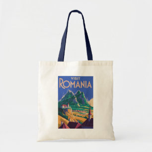 Rumänien Landskapsillustration Resa Konst Vintage Tygkasse