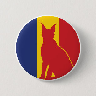 Rumänien Lynx Rumänska National Animal Flagga Knapp