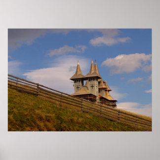 Rumänien, Moldavien, ortodoxa träkyrka Poster