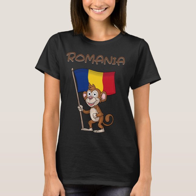 Rumänien Monkey Rumänska Fläkt T Shirt (Framsida)