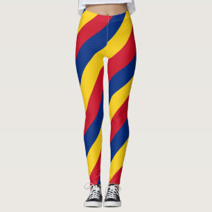 Rumänien National Flagga Färg Diagonal Stripe Leggings