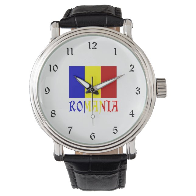 Rumänien och Rumänska flaggan Armbandsur (Framsida)