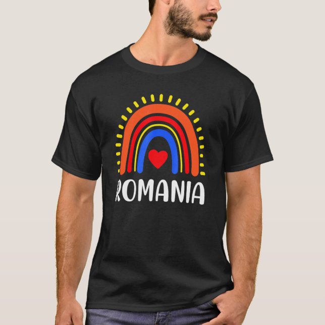 Rumänien Rainbow Heart för kvinnor T Shirt (Framsida)