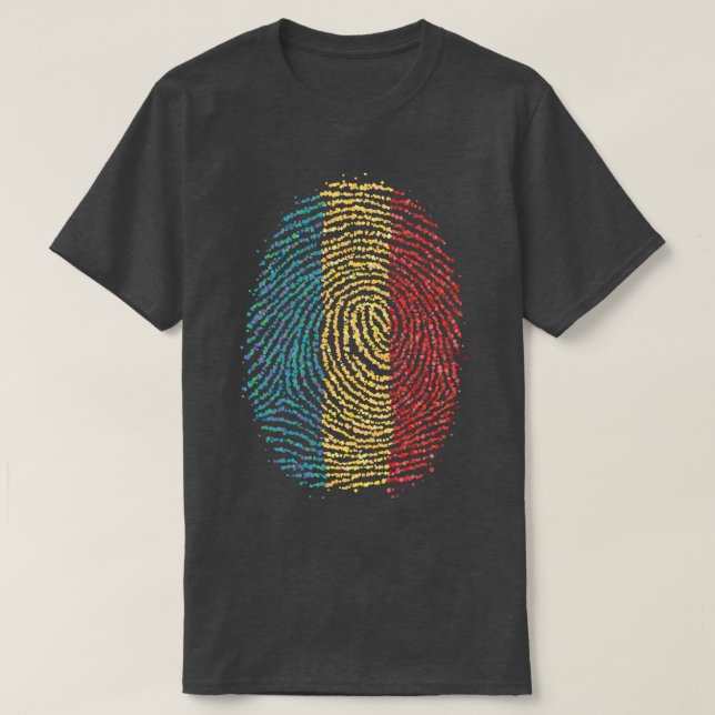 Rumänien Rumänsk fingeravtrycksFlagga för rumänska T Shirt (Design framsida)