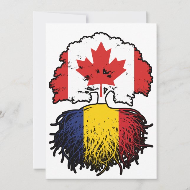 Rumänien Rumänska Canadian Canada Träd Roots Flagg Inbjudningar (Framsida)