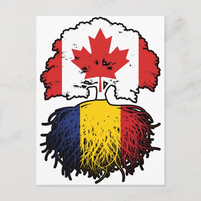 Rumänien Rumänska Canadian Canada Träd Roots Flagg Vykort (Framsida)