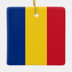 Rumänien (rumänska) Flagga Julgransprydnad Keramik