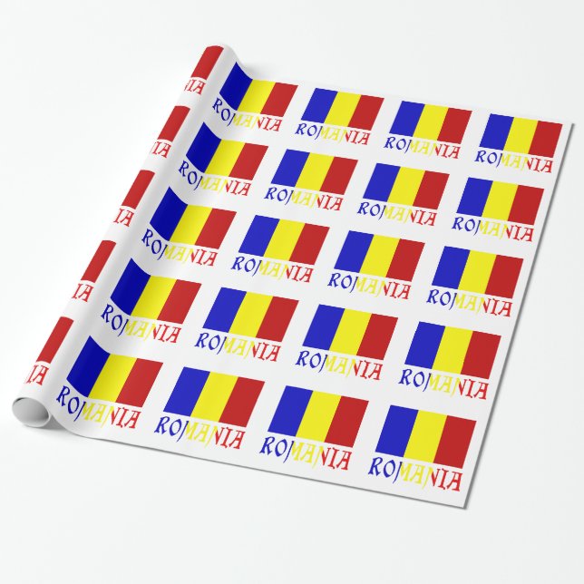 Rumänien Rumänska Flagga Present Presentpapper (Utrullad)