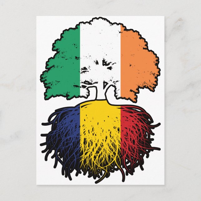 Rumänien Rumänska Irish Ireland Träd Roots Flagga Vykort (Framsida)