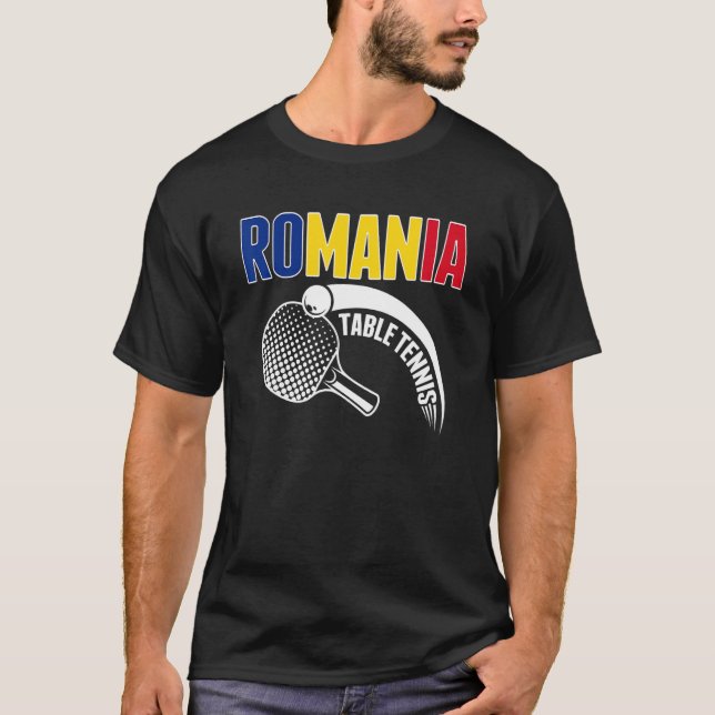 Rumänien Tennis Support Rumänska Ping Pong T T Shirt (Framsida)