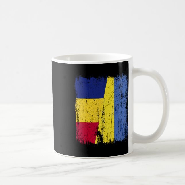 Rumänien Ukraina Halv Flagga Rumänska Ukrainska Ar Kaffemugg (Höger)