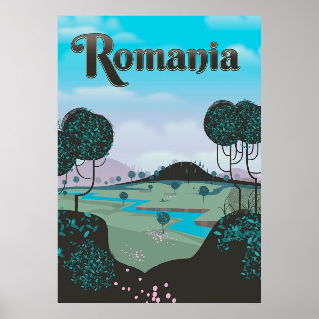 Rumänien Vintage liggande reseaffisch Poster (Framsidan)