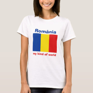 Rumänienflagga + Karta + TextT-tröja T-shirt
