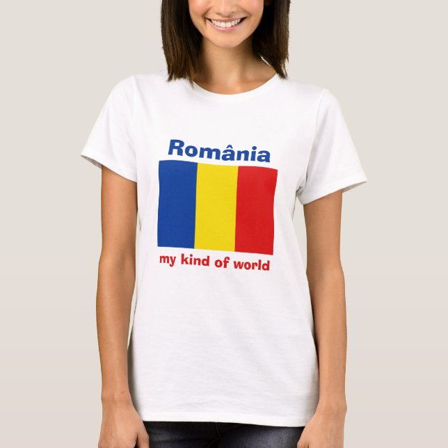 Rumänienflagga + Karta + TextT-tröja Tröja (Framsida)