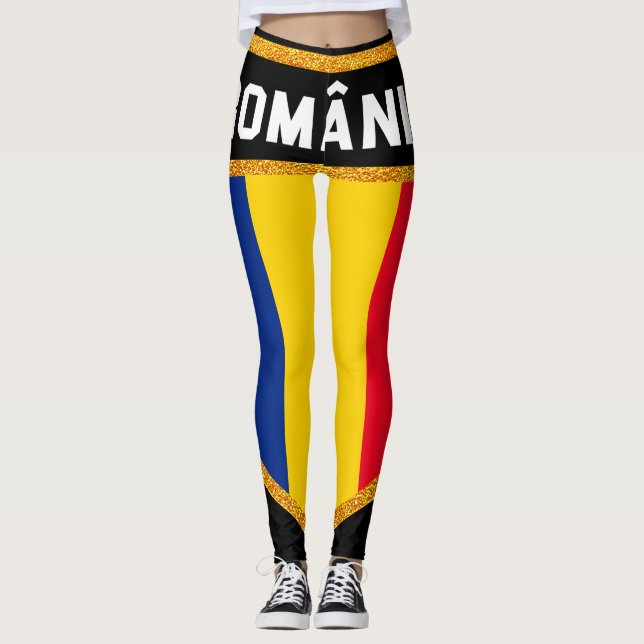 Rumänienflagga Leggings (Framsida)