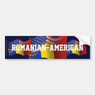 Rumänsk-Amerikan som vinkar flagga Bildekal