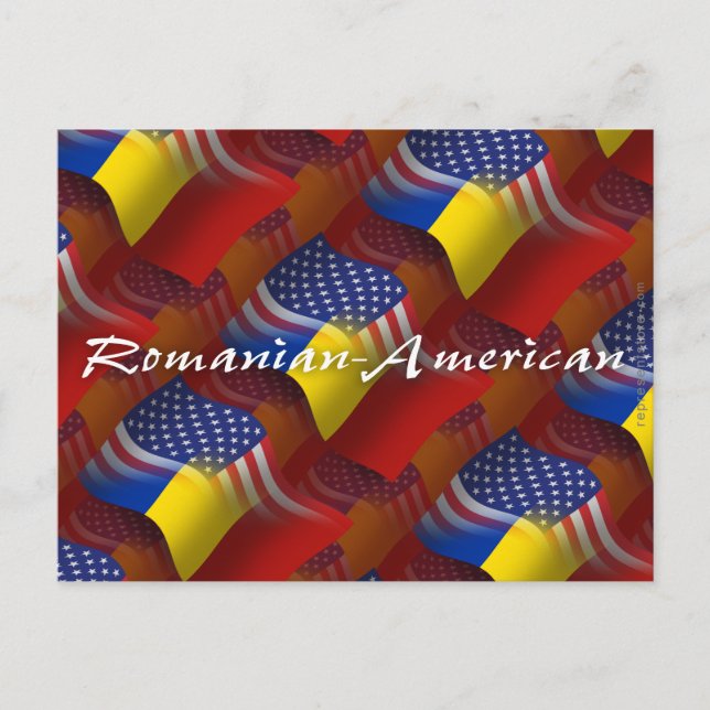 Rumänsk-amerikansk Wave-Flagga Vykort (Framsida)