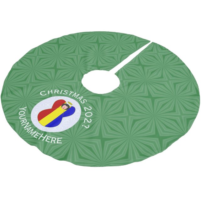 Rumänsk ängel julflagga Personlig  Julgransmatta Borstad Polyester (Vinklad)