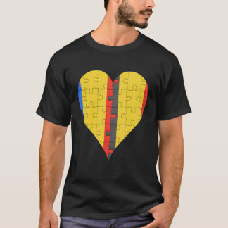 Rumänsk belgisk Flagga Heart T Shirt