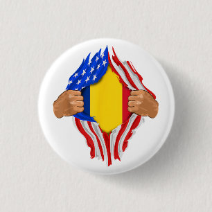 Rumänsk blod inuti mig T-shirt  Rumänien flagga Knapp