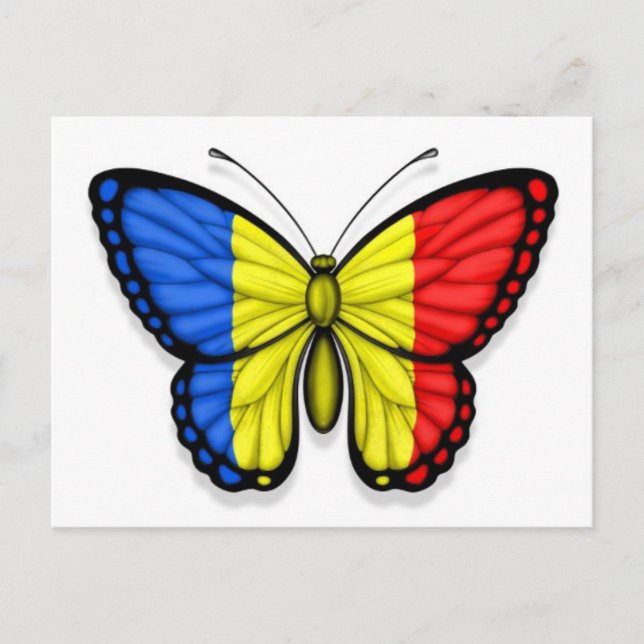 Rumänsk Butterfly Flagga Vykort (Framsida)